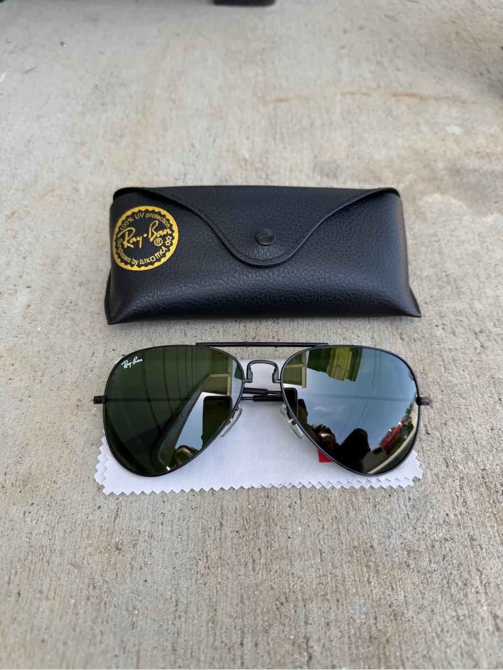 RayBan RB3479 Folding Aviator Sunglasses G-15 Lens Black Frame